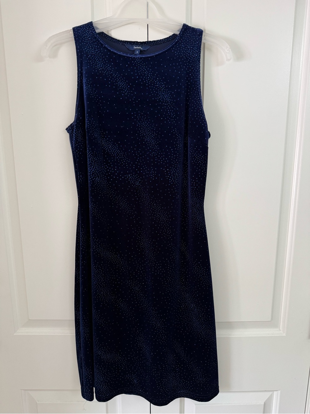 Reitmans Navy Velvet Midi Dress with Sparkle Accents